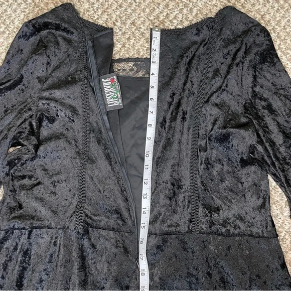 Vintage 90s Lip Service Crushed Velvet Lace Up Corset Maxi Dress - Black - Picture 12 of 14